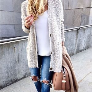 Free People Oversized Boucle Slouch Cardigan
